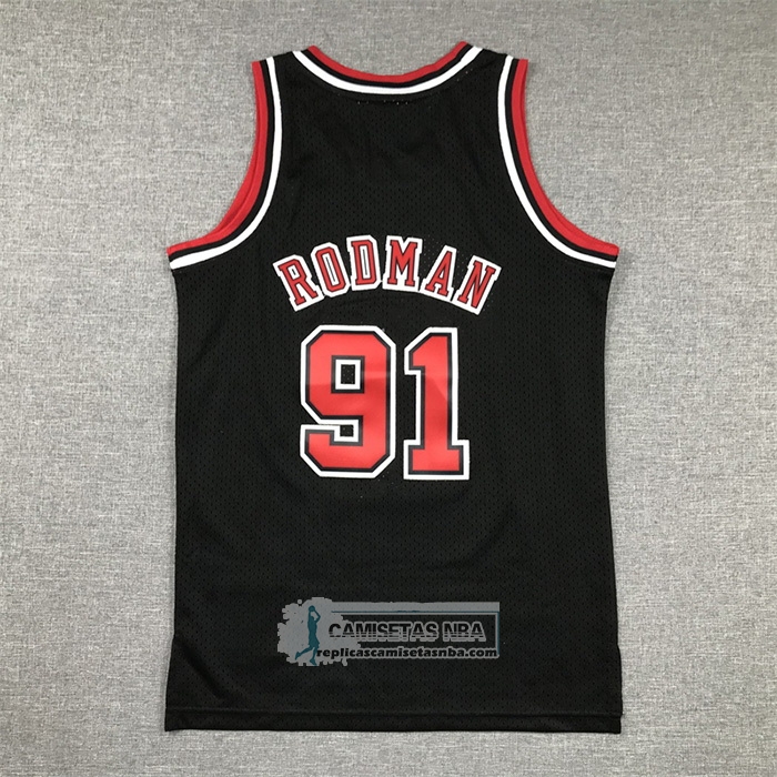 Camiseta Nino Chicago Bulls Dennis Rodman NO 91 Mitchell & Ness 1997-98 Negro